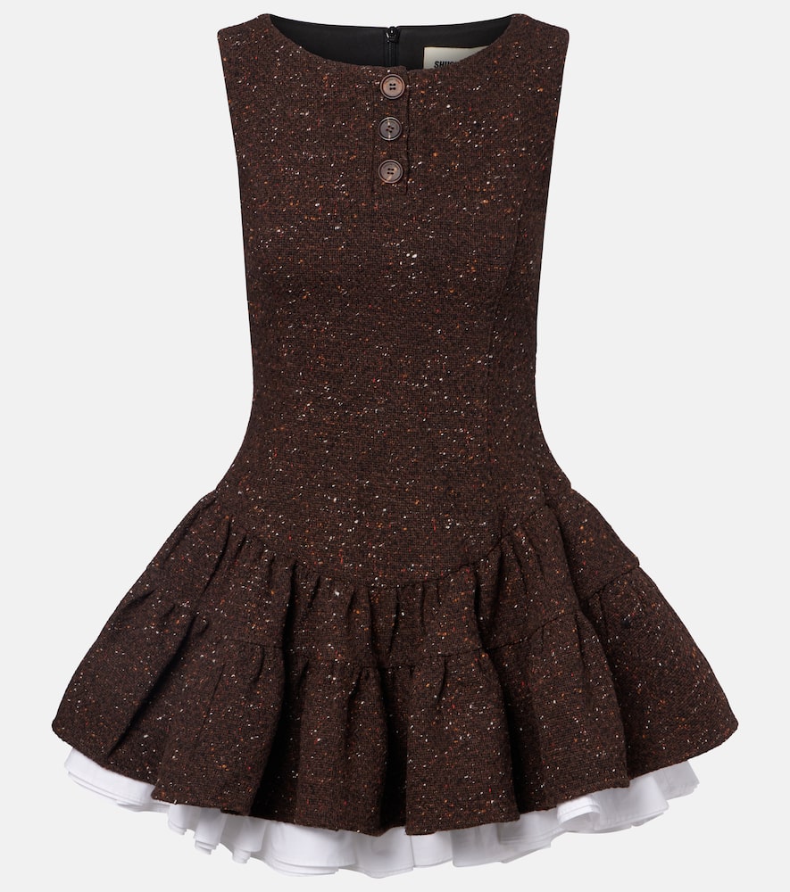 Shushu-tong Knitted Wool-blend Minidress In Brown