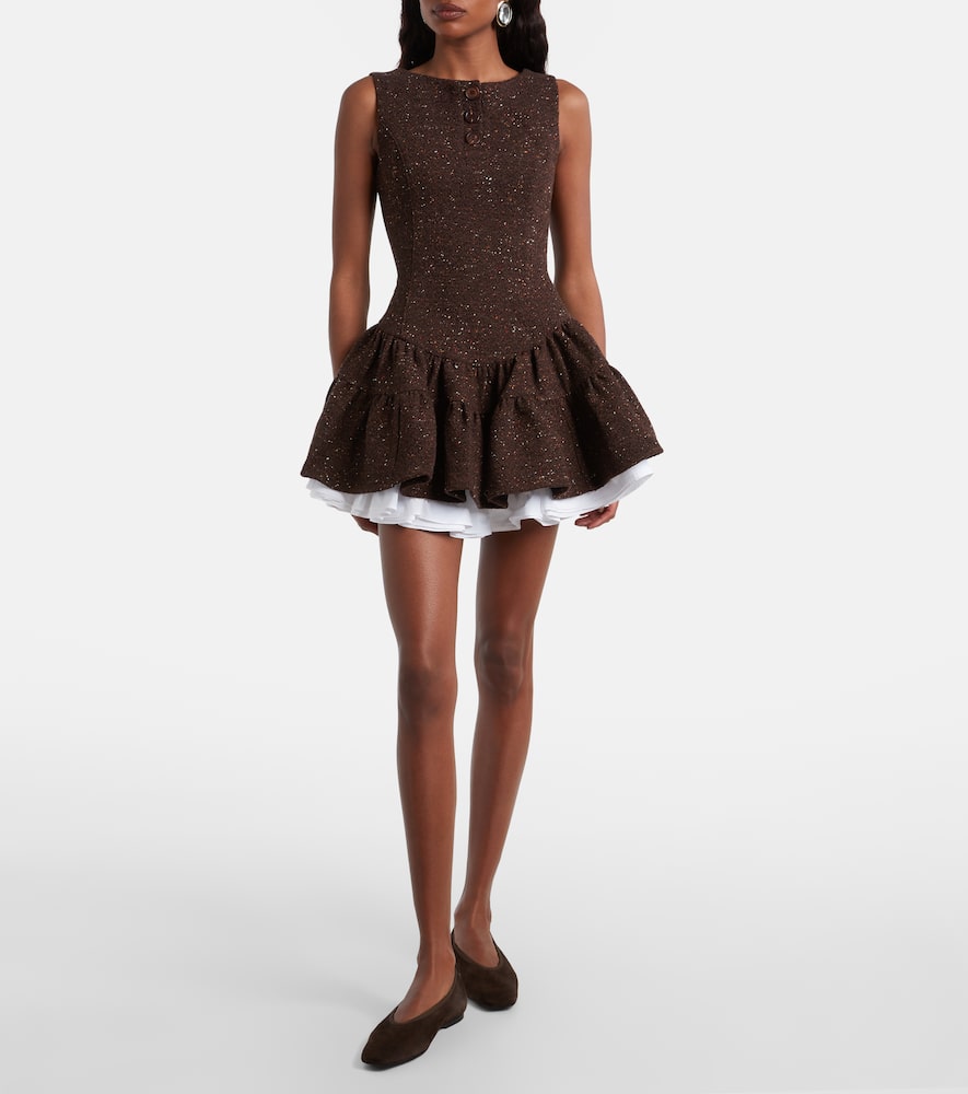 Shushu-tong Knitted Wool-blend Minidress In Brown