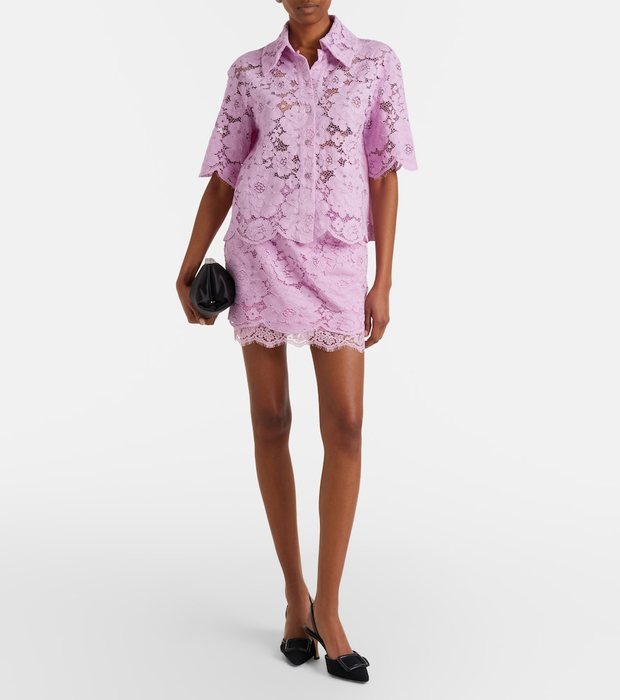 Patou Cotton-blend lace miniskirt