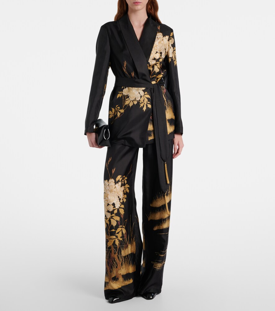 Max Mara Tunica printed silk twill wrap cardigan