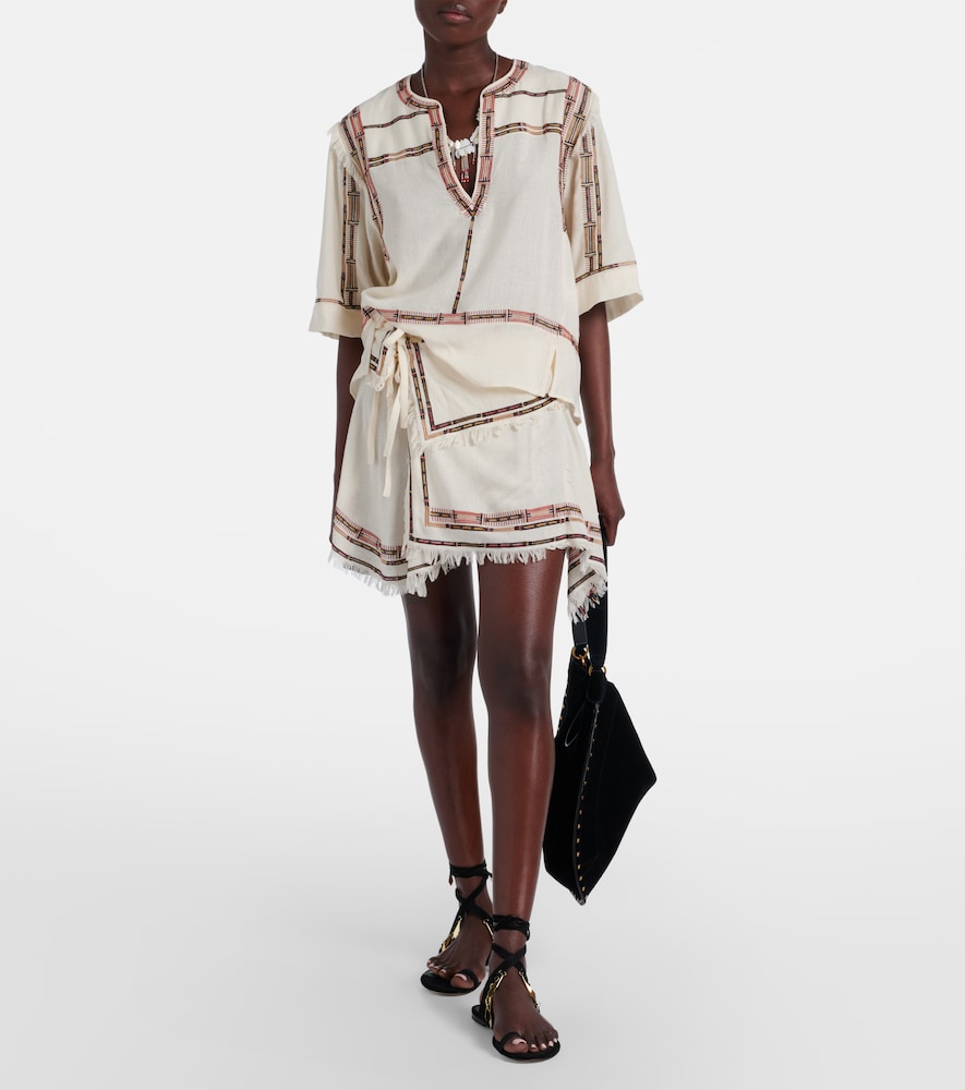 Isabel Marant Feriel embroidered fringed silk wrap skirt