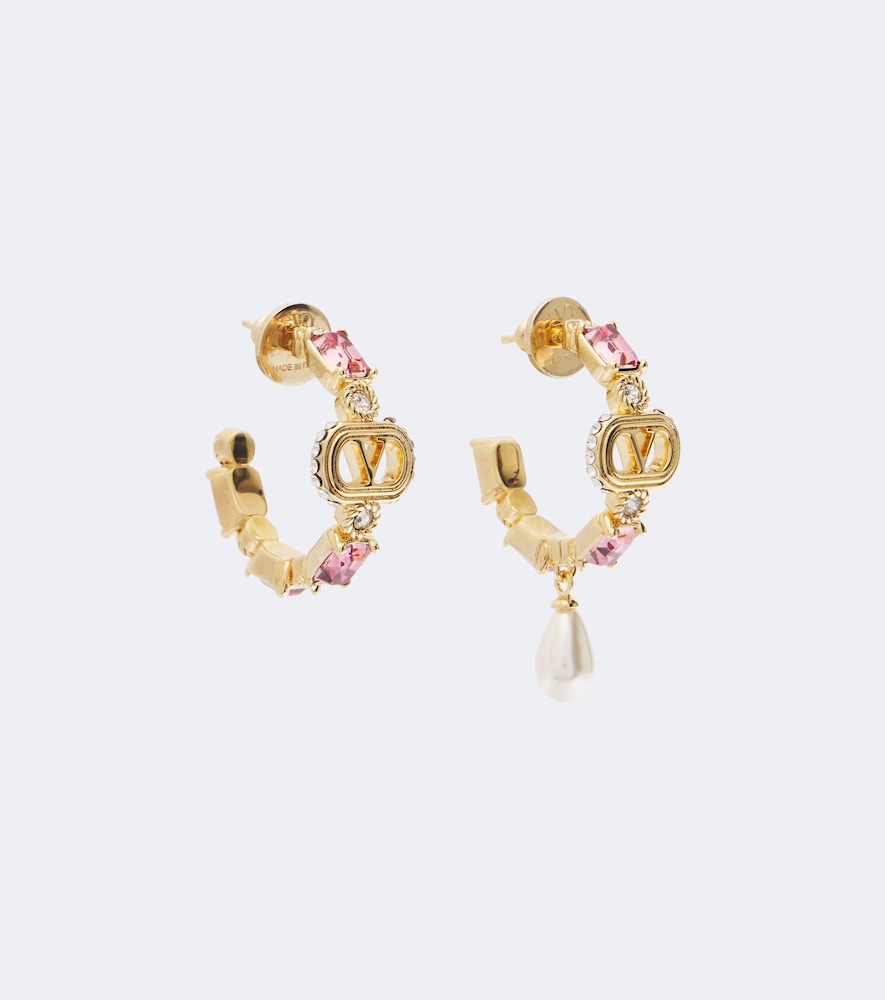 Valentino Women's Gold Ovalette Embellished Hoop Earrings - Mytheresa