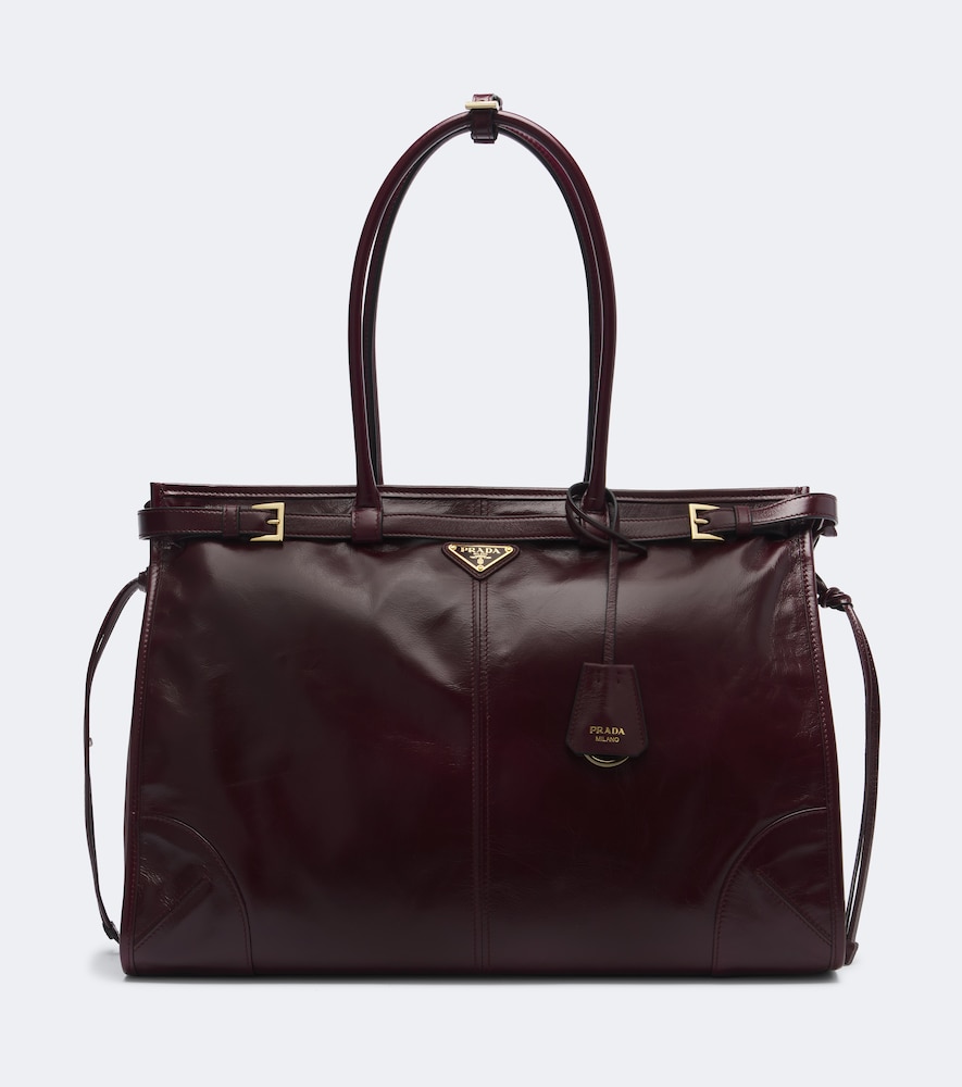 Prada Bonnie Extra Large Leather Shoulder Bag In Burgundy