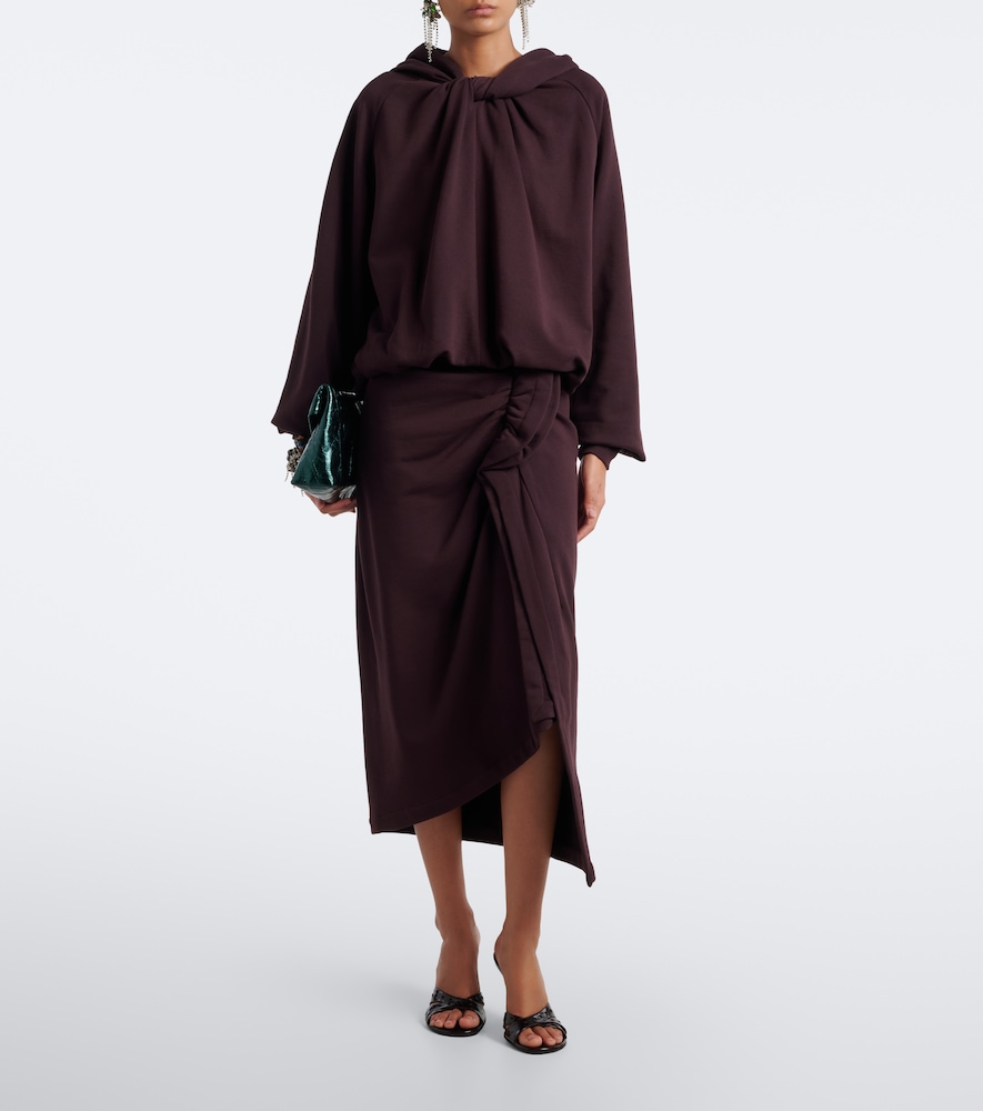 Ruffled Cotton Jersey Midi