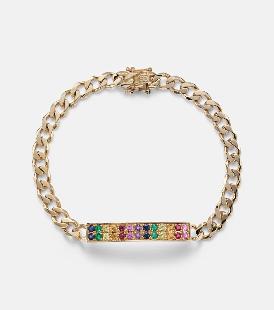 Sydney Evan ID Bar 14kt gold chain bracelet with diamonds
