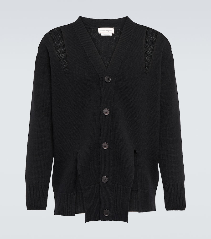 Alexander Mcqueen Slashed Oversized Cardigan In Black
