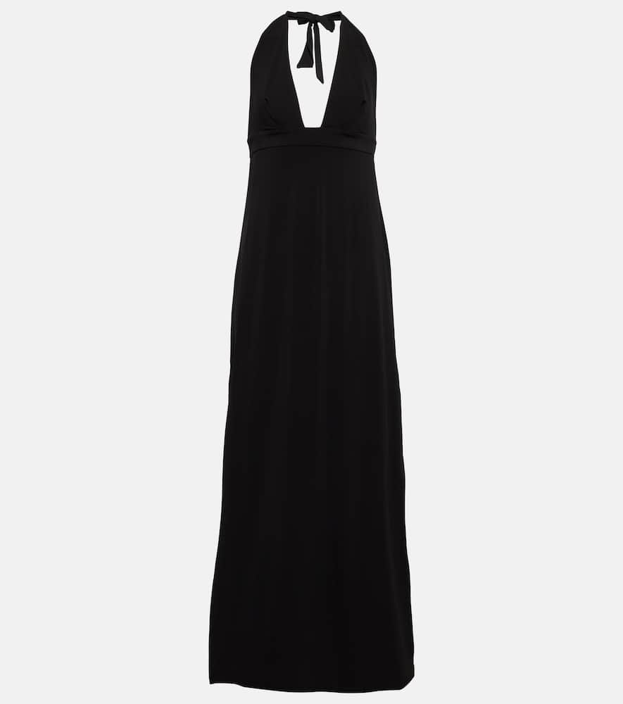 Max Mara Fluid Viscose Jersey Long Dress In Nero