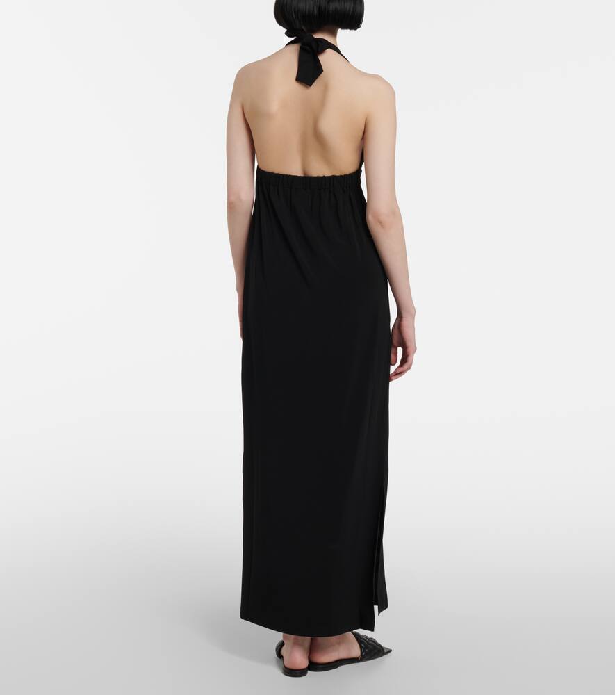 Max Mara Fluid Viscose Jersey Long Dress In Nero