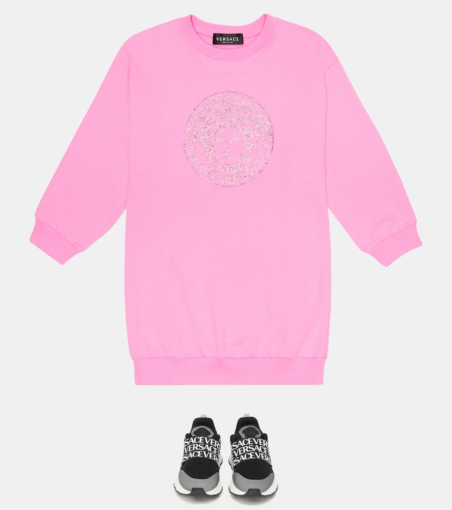 Shop Versace Medusa Cotton Dress In Pink