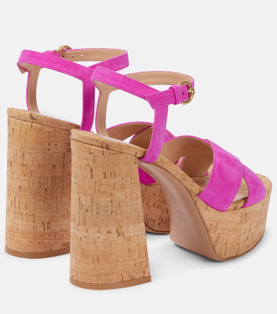 Shop Gianvito Rossi Bebe Suede Platform Sandals In Pink