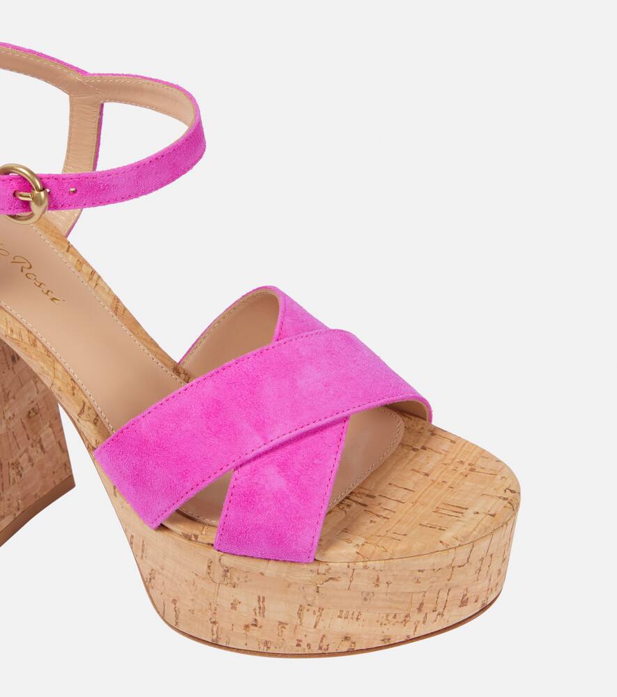 Shop Gianvito Rossi Bebe Suede Platform Sandals In Pink