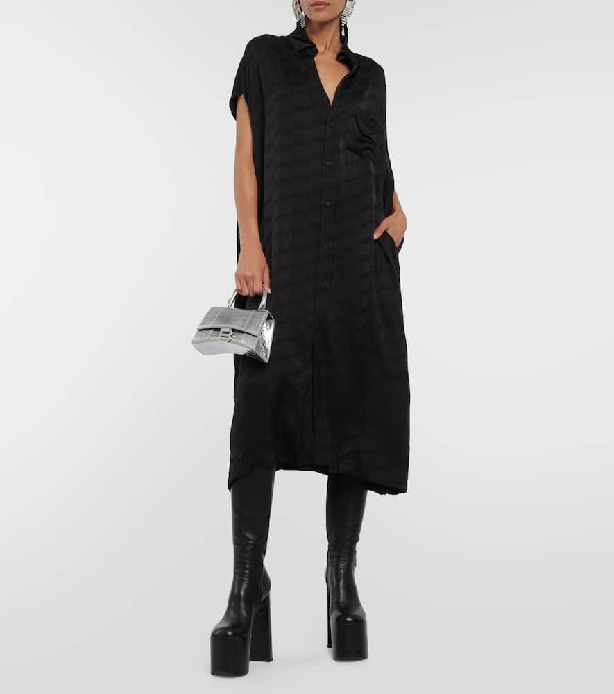 Shop Balenciaga Bb Midi Shirt Dress In Black