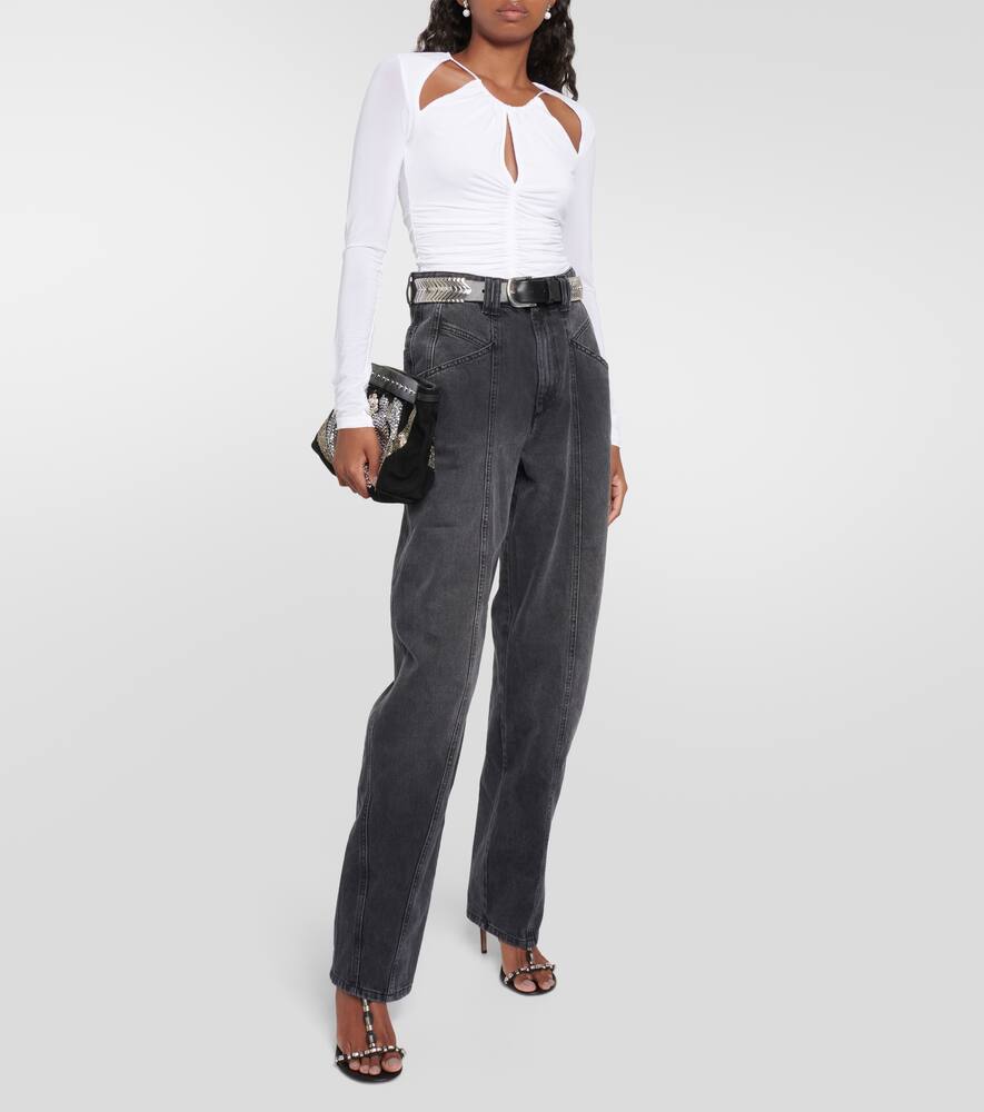 Isabel Marant Levona Cutout Ruched Jersey Top In White