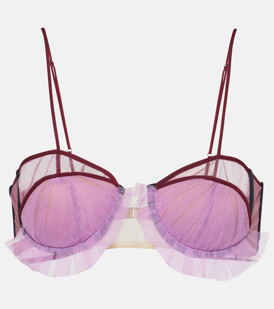 Shop Nensi Dojaka Exploding Flower Tulle Bra In Pink