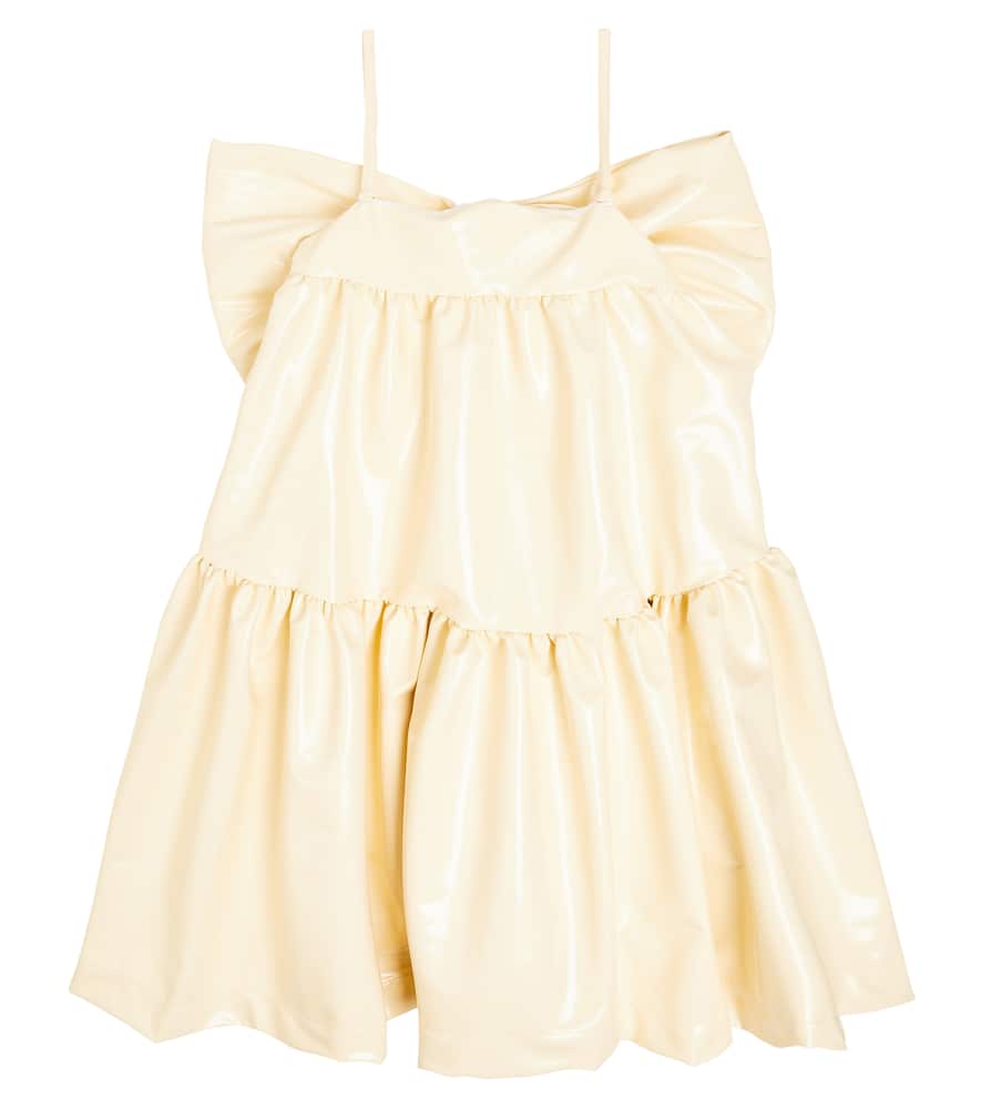 Caroline Bosmans Ruffled Faux Leather Dress In Yellow