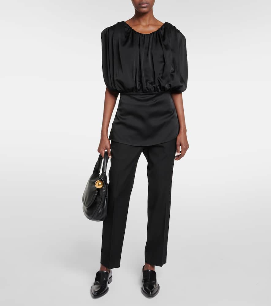 Jil Sander Acetate Blend Top Puffed Sleeves In Black