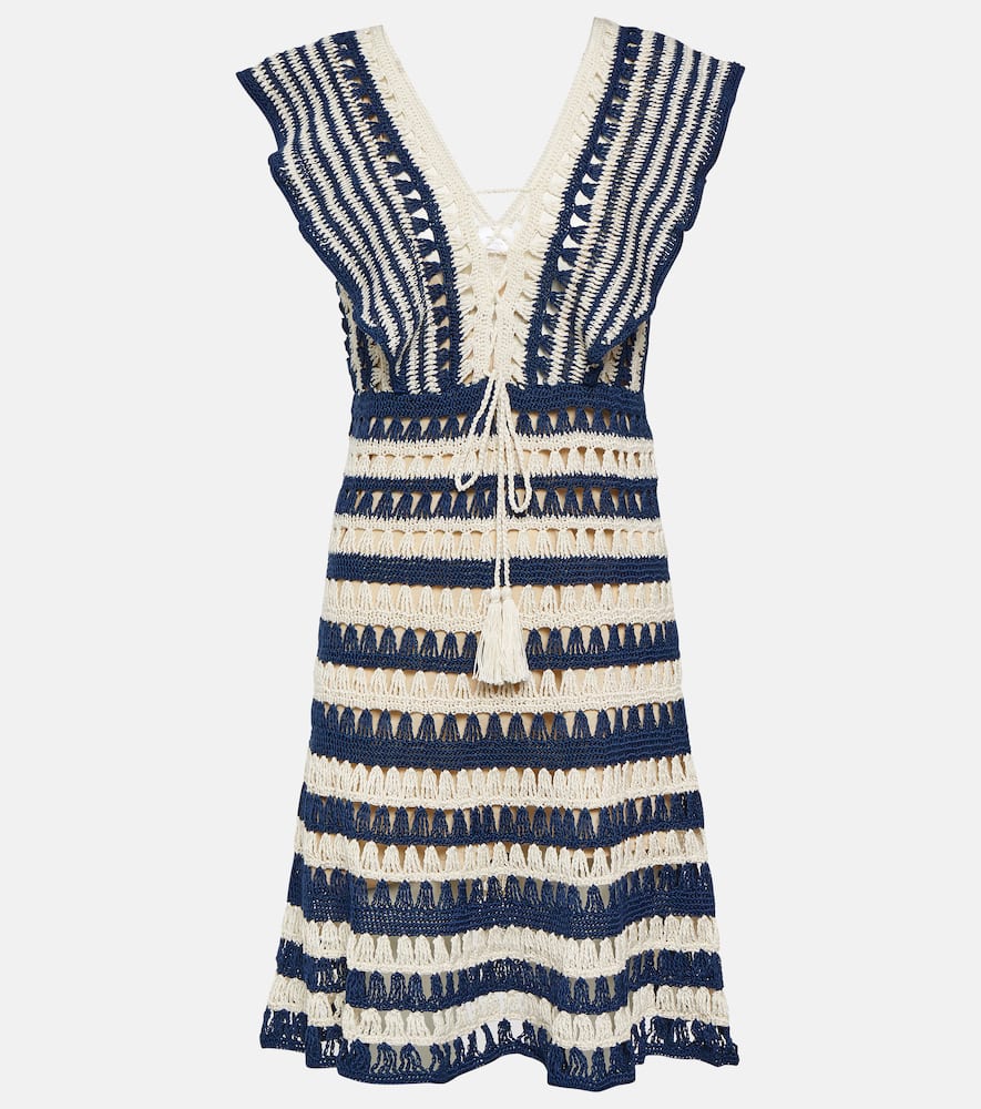 Anna Kosturova Farrah striped crochet minidress