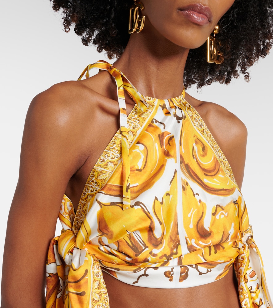  Dolce&gabbana Dolce&gabbana Majolica Silk Satin Top 