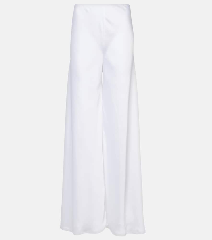 Norma Kamali Gerade High-rise-hose Aus Satin In Weiss