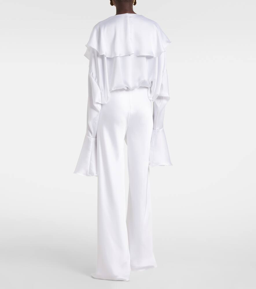 Norma Kamali Gerade High-rise-hose Aus Satin In Weiss