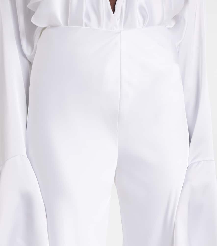 Norma Kamali Gerade High-rise-hose Aus Satin In Weiss