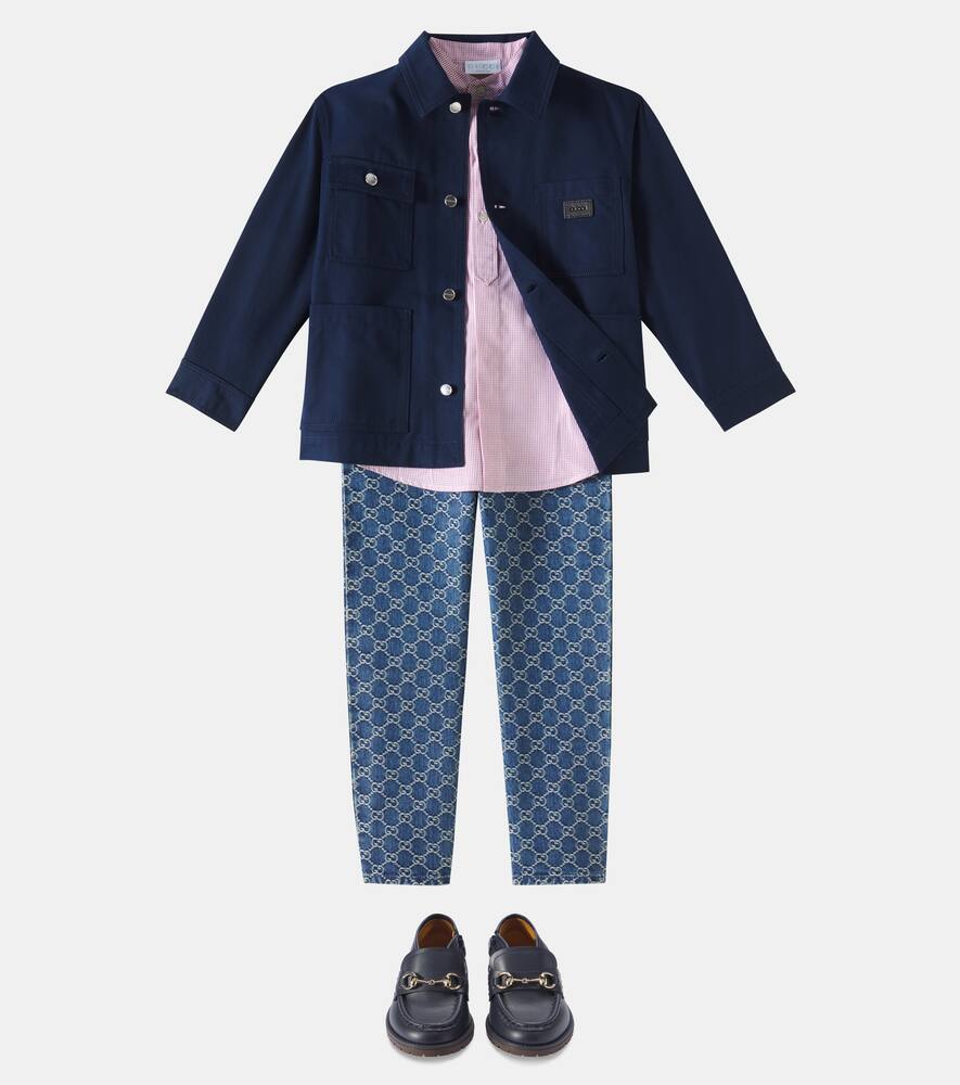Gucci Gg Denim Jacquard Straight Jeans In Deep Azure
