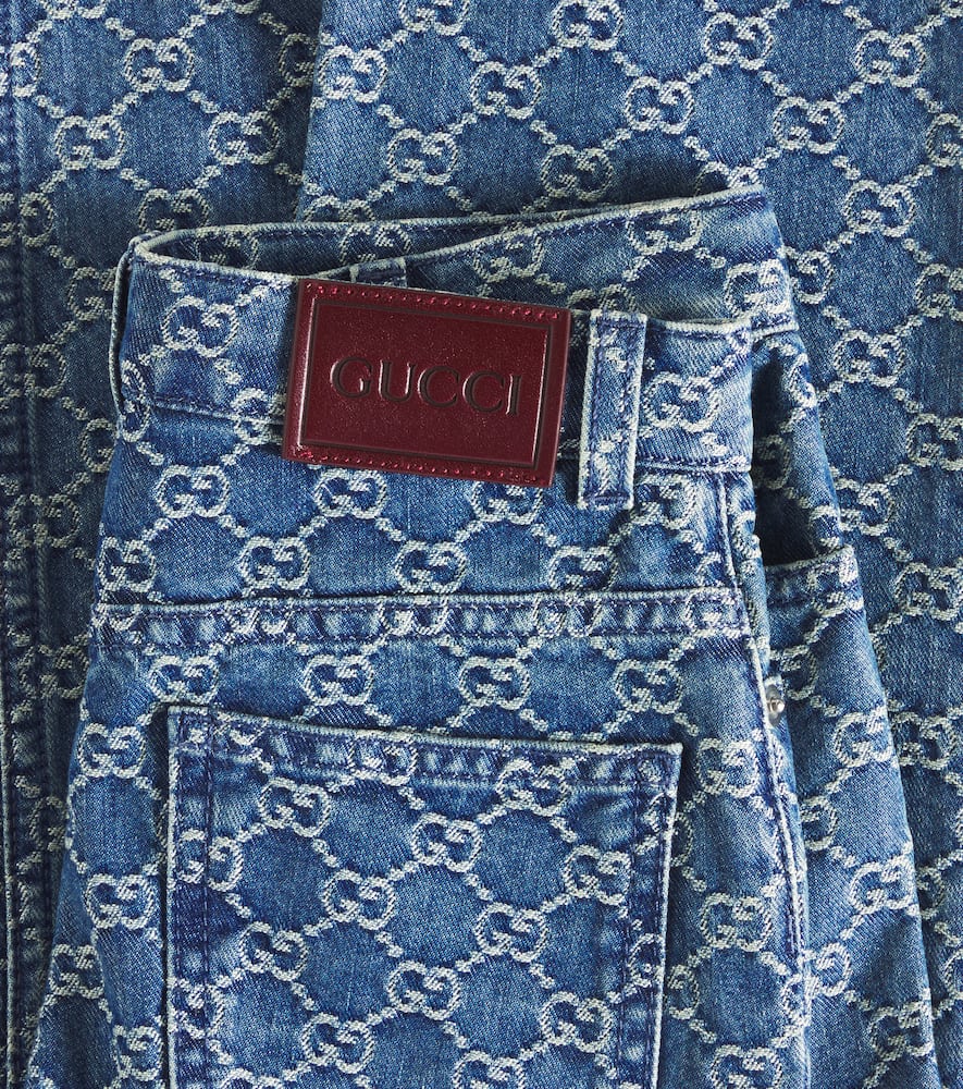 Gucci Gg Denim Jacquard Straight Jeans In Deep Azure