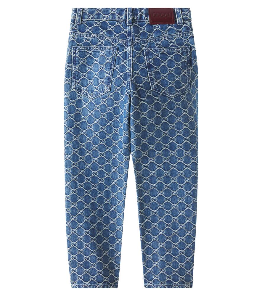 Gucci Gg Denim Jacquard Straight Jeans In Deep Azure