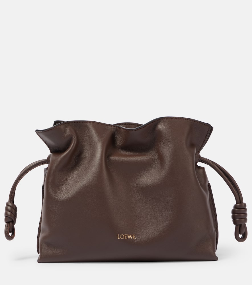 Loewe Flamenco Mini Leather Clutch In Chocolate