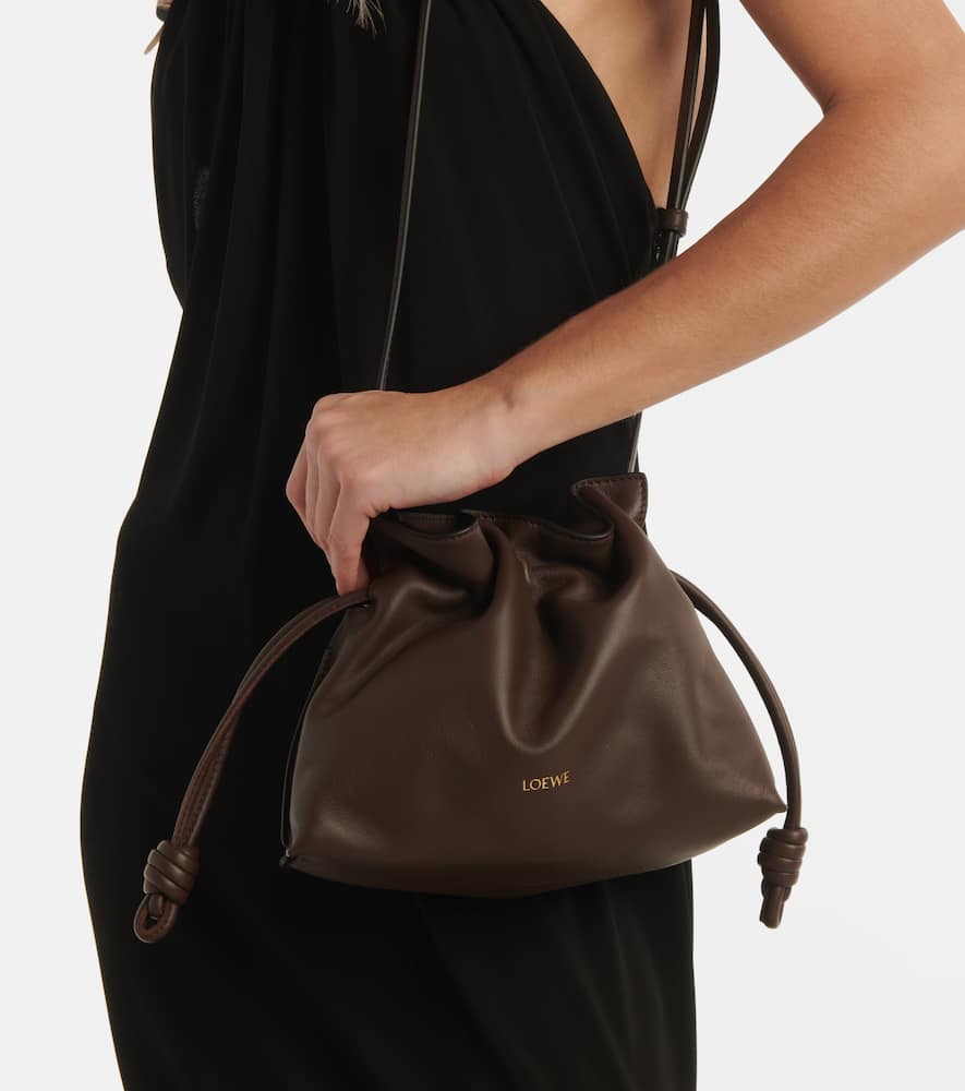 Loewe Flamenco Mini Leather Clutch In Chocolate