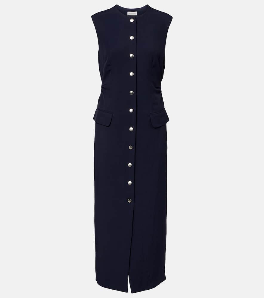 Shop Dries Van Noten Gabardine Midi Dress In Blue