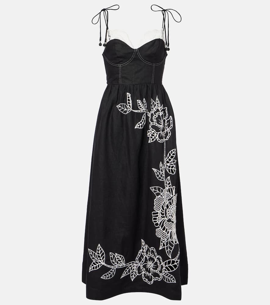 Linen lace midi dress