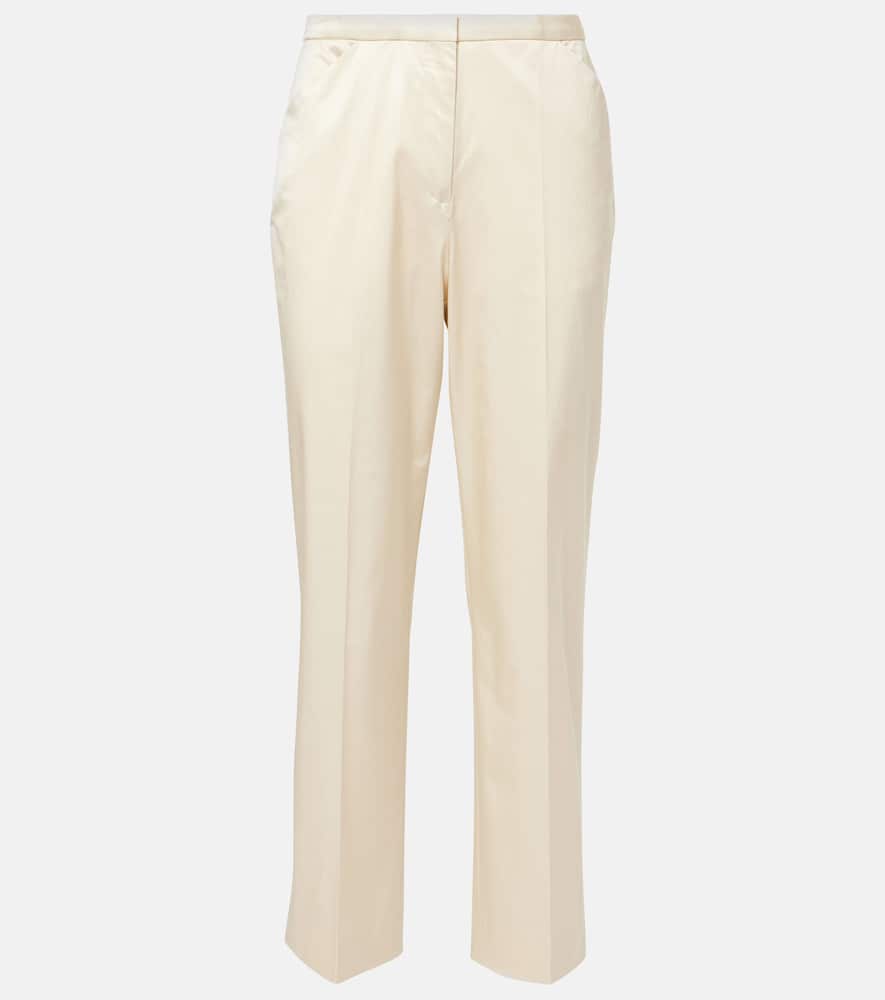 Totême Cotton-blend Straight Pants In Beige