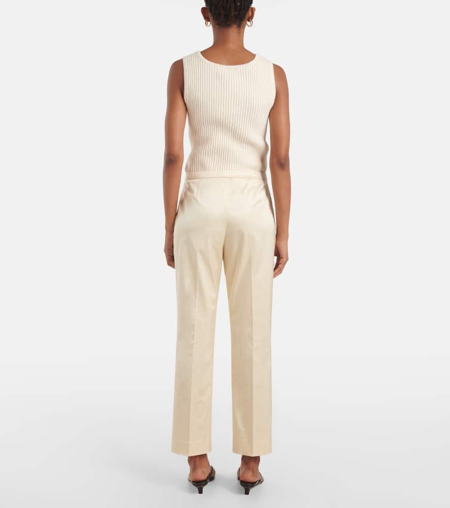 Totême Cotton-blend Straight Pants In Beige