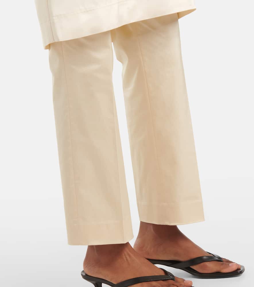 Totême Cotton-blend Straight Pants In Beige
