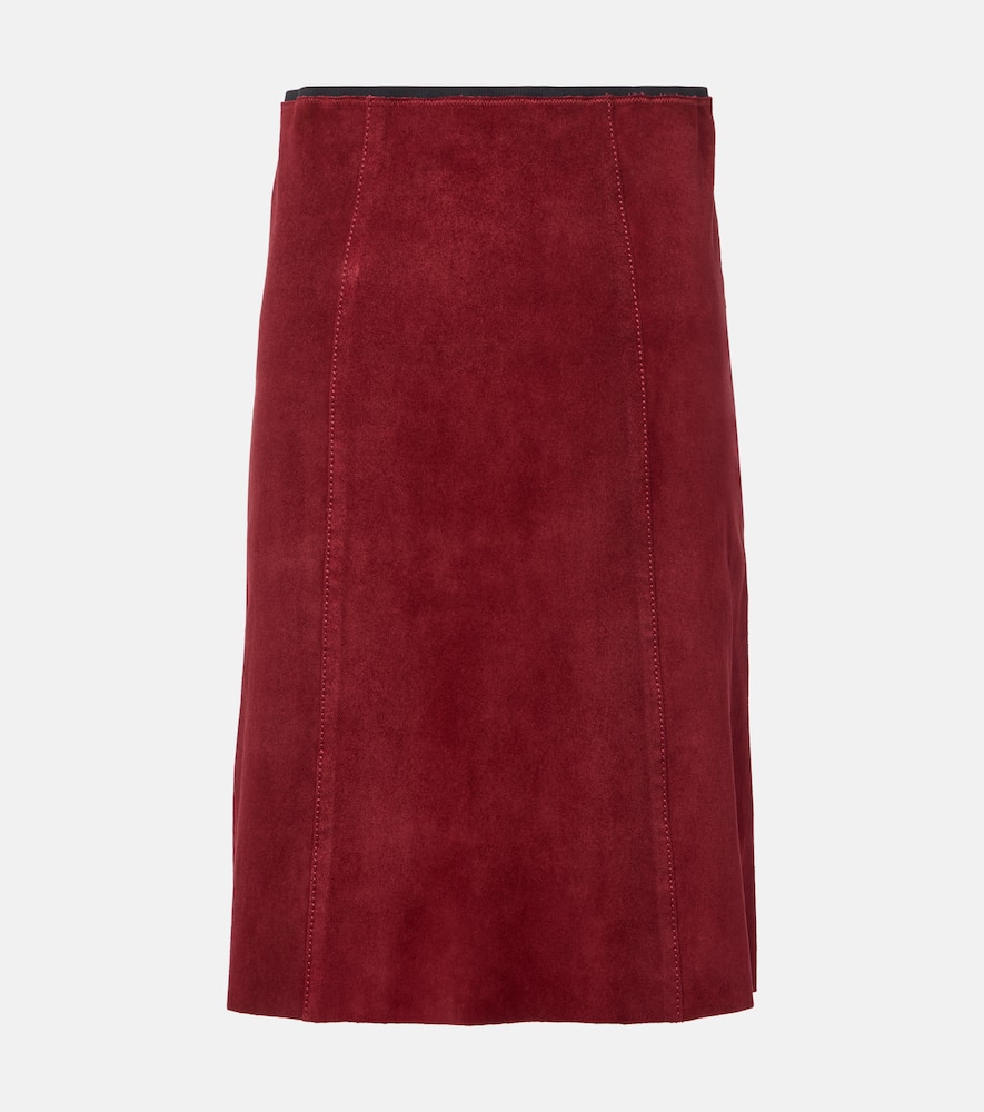 Joseph Suede Midi Skirt In Red
