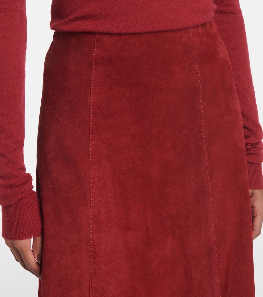 Joseph Suede Midi Skirt In Red