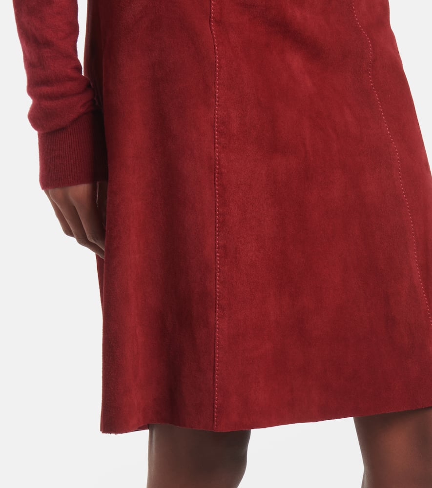 Joseph Suede Midi Skirt In Red