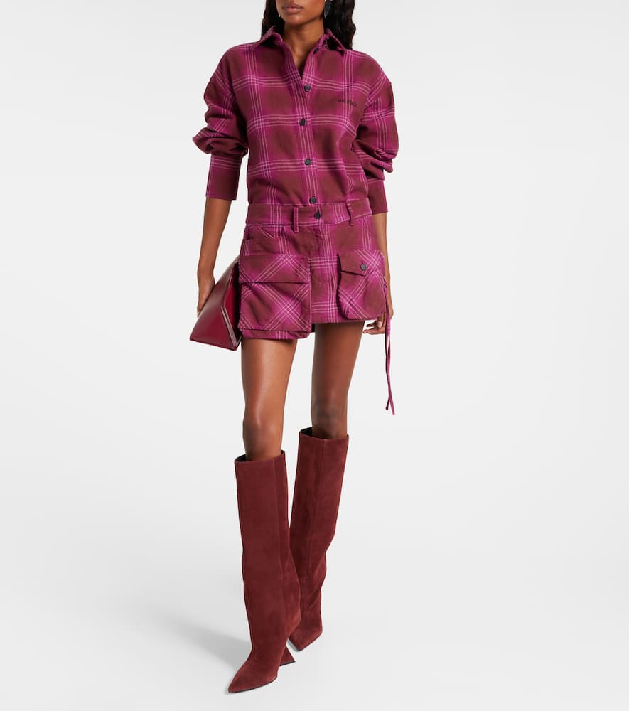 Attico Fay Cotton And Wool-blend Miniskirt In Brown