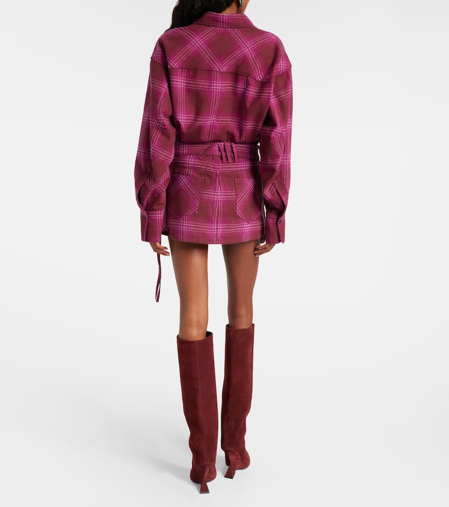 Attico Fay Cotton And Wool-blend Miniskirt In Brown