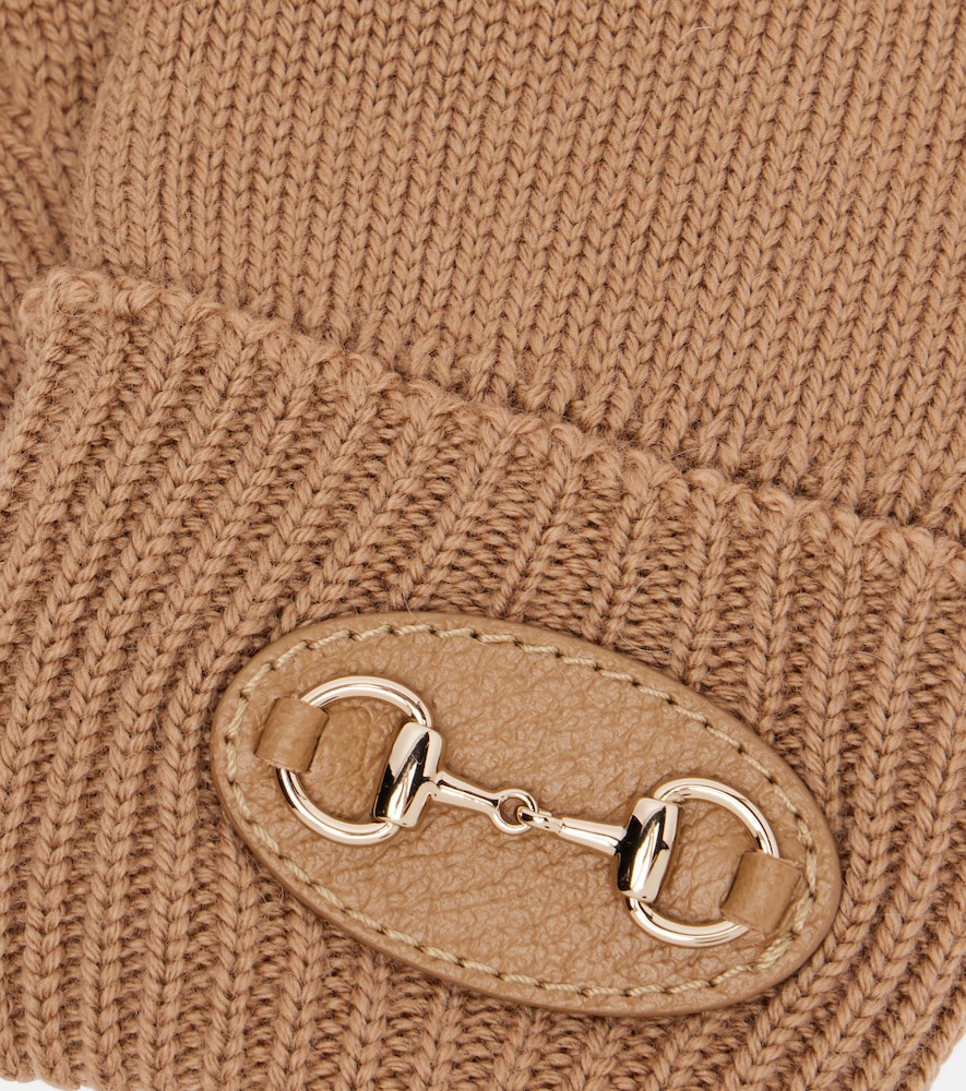  Gucci Gucci Horsebit Ribbed-knit Wool Gloves 
