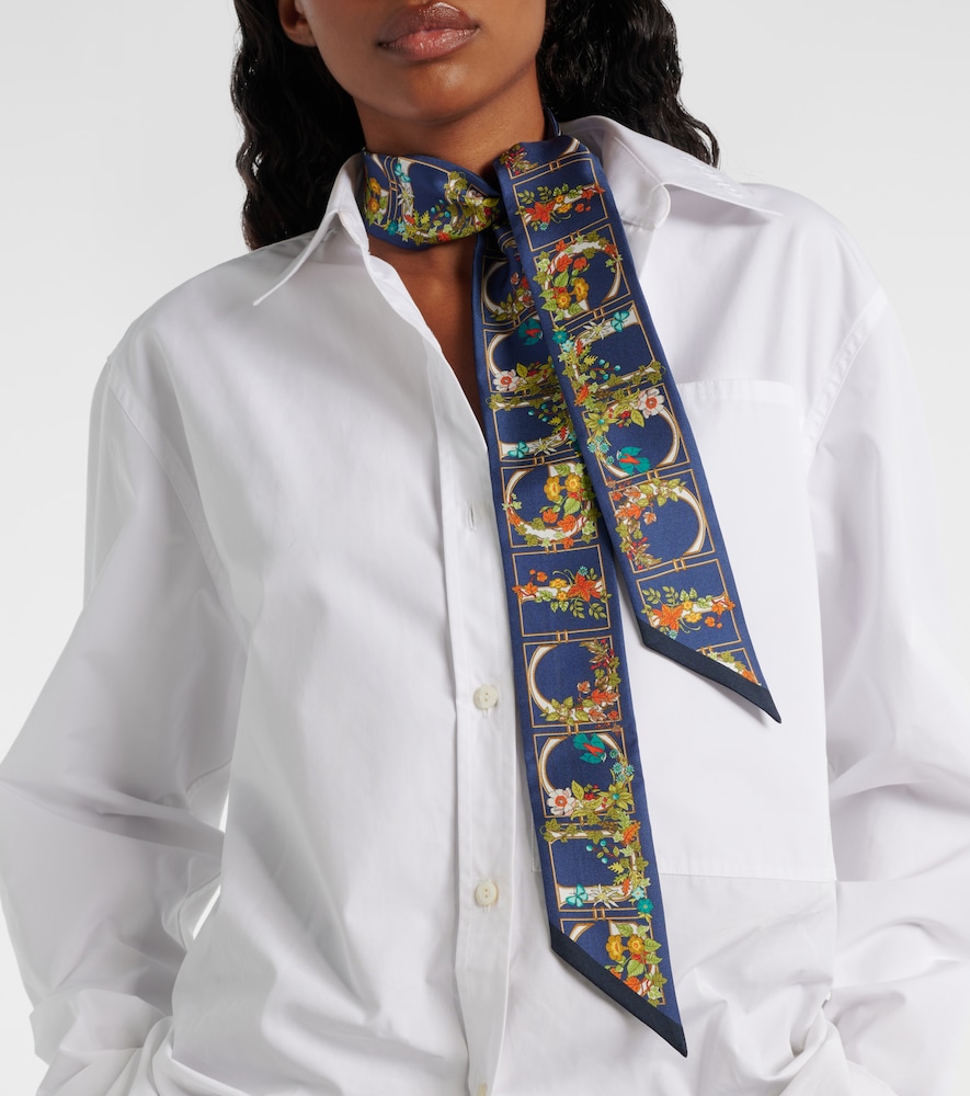 Gucci GG floral printed silk scarf