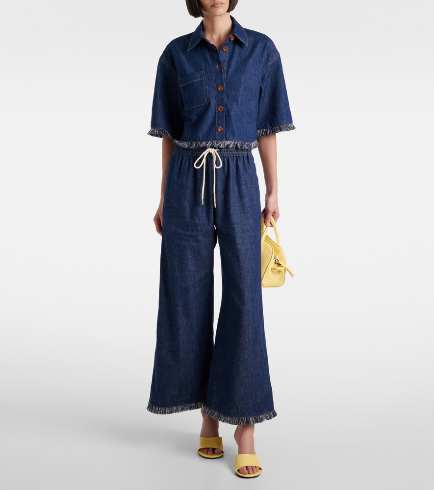 Zimmermann Rhiannon fringed denim wide-leg jeans