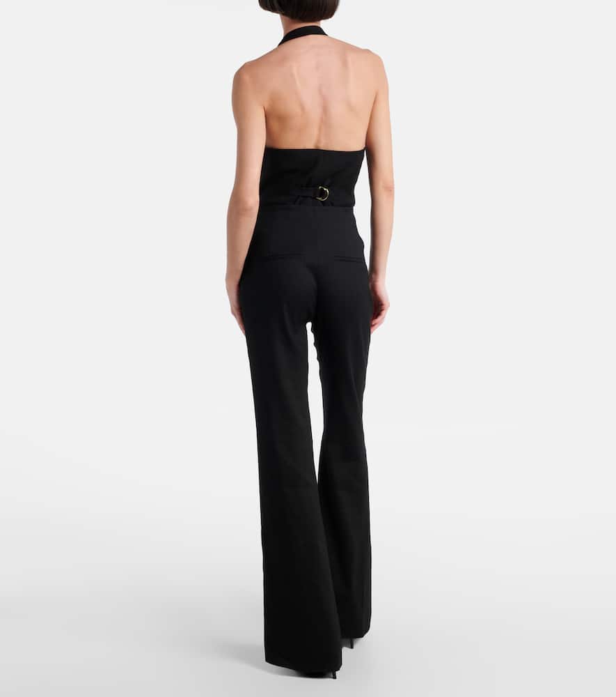 Shop Veronica Beard Komi High-rise Linen-blend Flared Pants