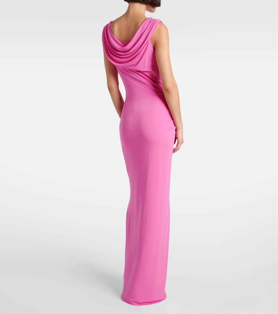 Versace Safety-pin Draped Crepe Jersey Slit Gown