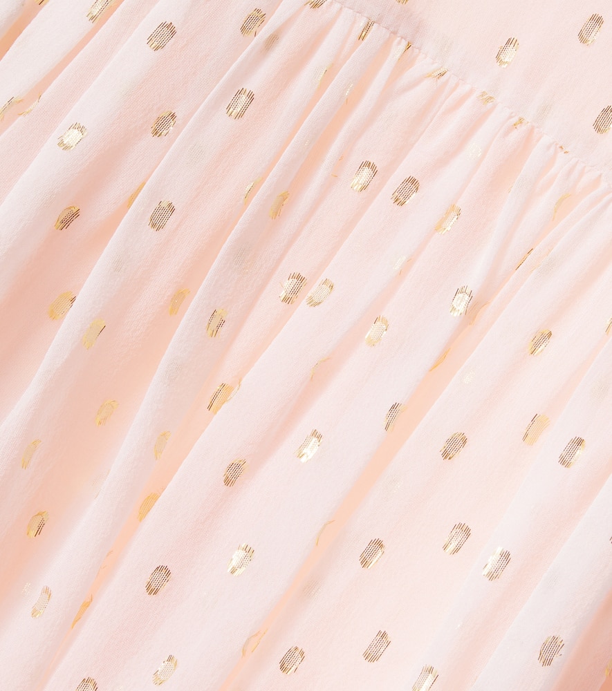 Chloé Kids Polka-dot Ruffled Silk-blend Dress In Pink
