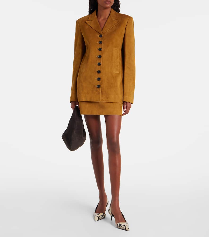 Khaite Jett Suede Miniskirt In Brown