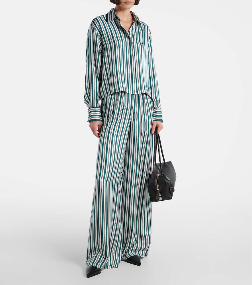 Max Mara Brama Stripe Crop Silk Button-up Shirt