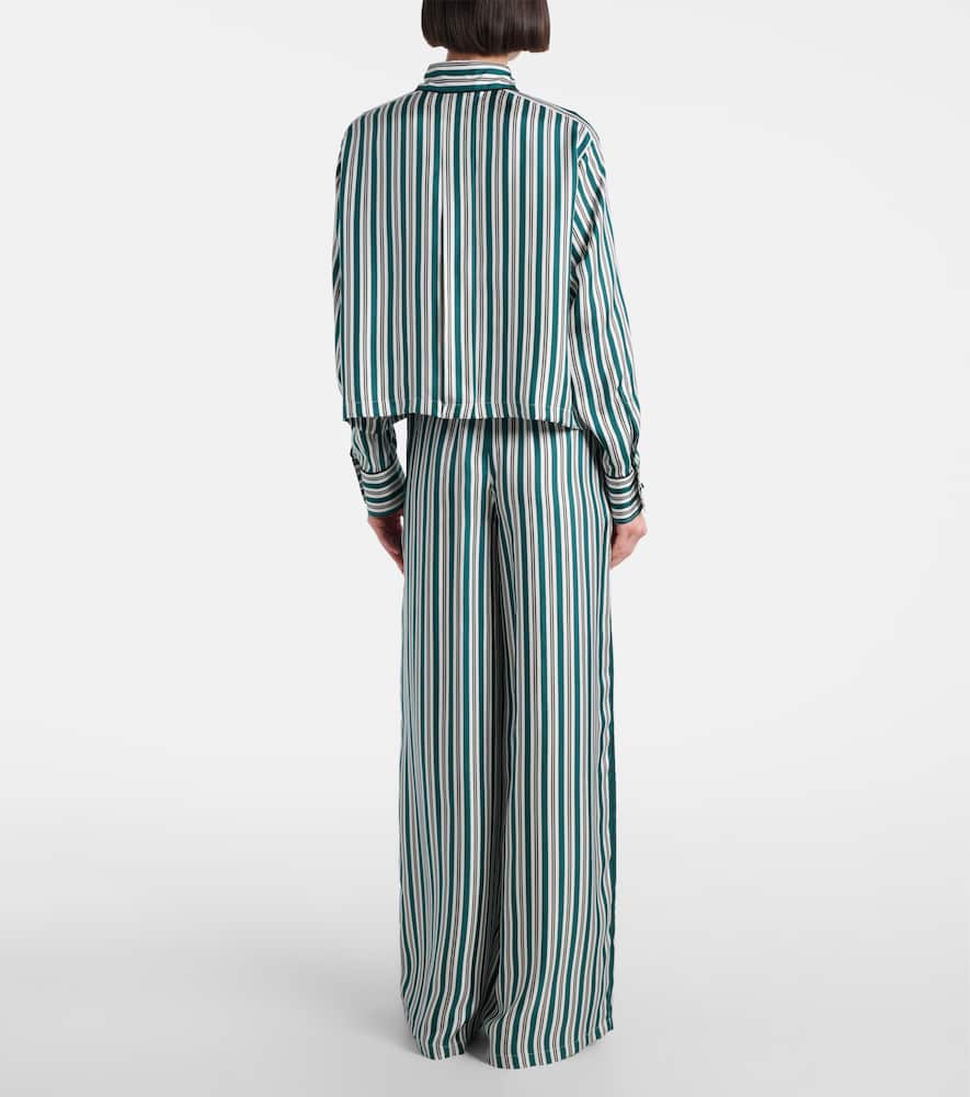 Max Mara Brama Stripe Crop Silk Button-up Shirt