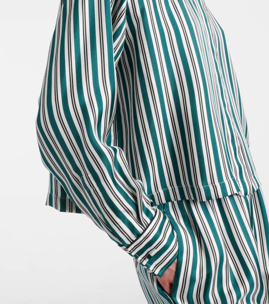 Max Mara Brama Stripe Crop Silk Button-up Shirt